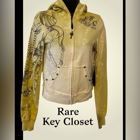 Key Closet | RARE Women’s / Juniors ombre’ Swarovski crystals hoodie NWT XS - Picture 2 of 12